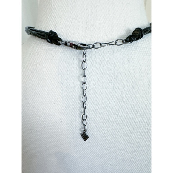 Silpada Multi-Strand Black Leather Necklace W/ A Faceted Quartz Pendant 16” - Picture 4 of 6